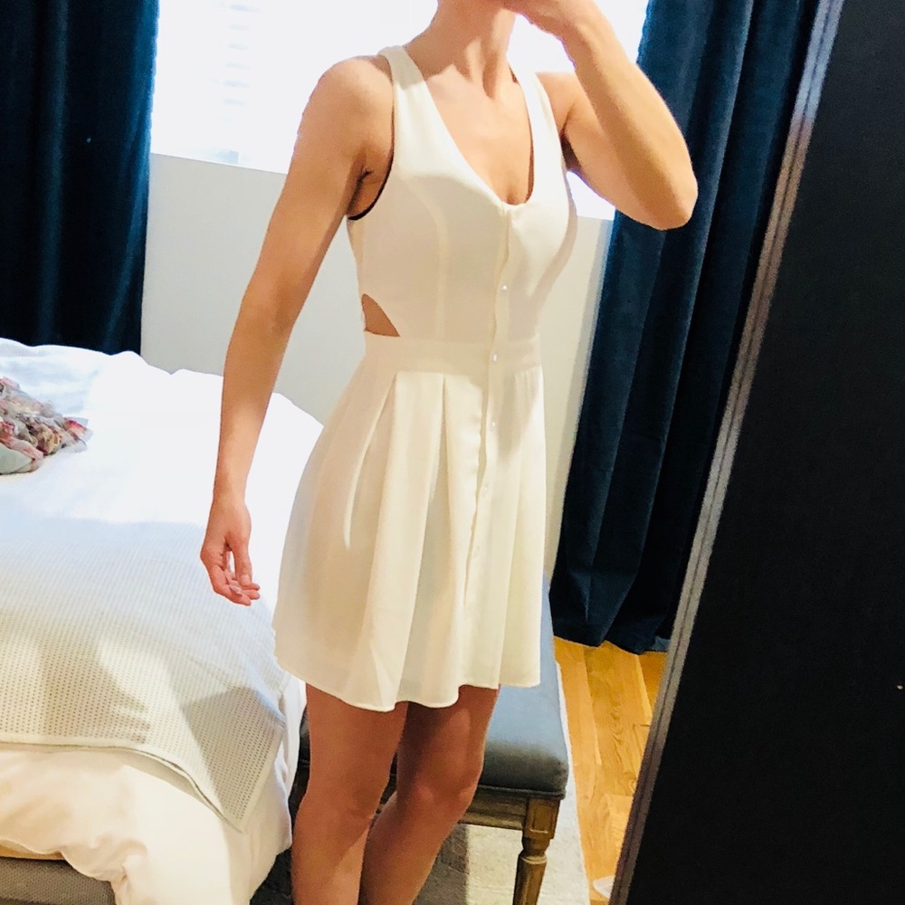 White button down cutout dress